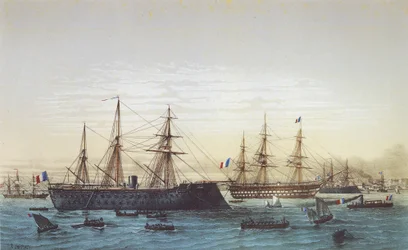 De Magenta in Brest. Het schip Napoléon III is op de achtergrond te zien